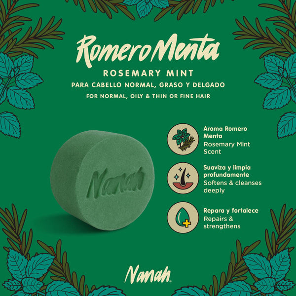 Shampoo de Romero Menta - Cabello Delgado
